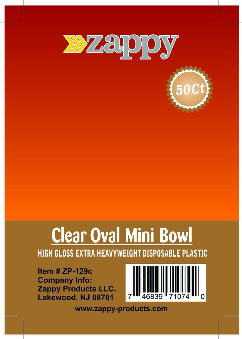 zappy 50 Mini Party Bowls - Clear, Disposable, 2 oz / Cup each, Oval & Elegant - Dessert, Appetizer, Mousse & More - Image 2
